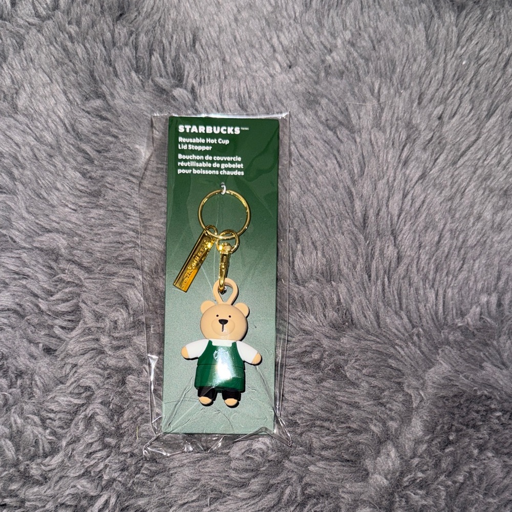 New Starbucks Bear Keychain with Green Apron